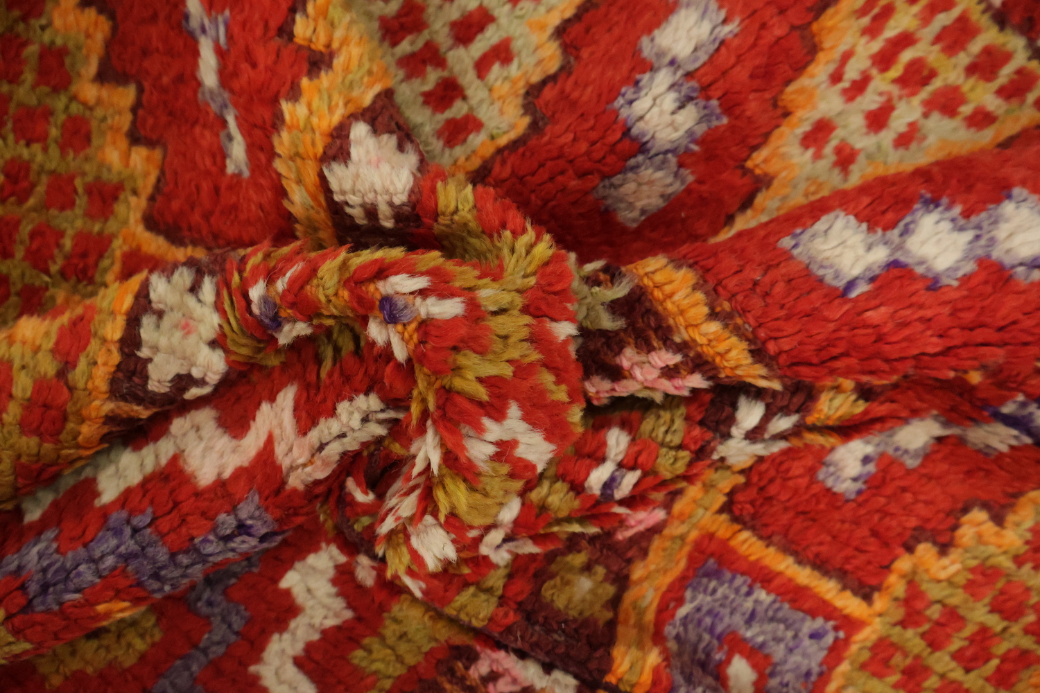 Red Wool Moroccan Oriental Runner Rug 3x11