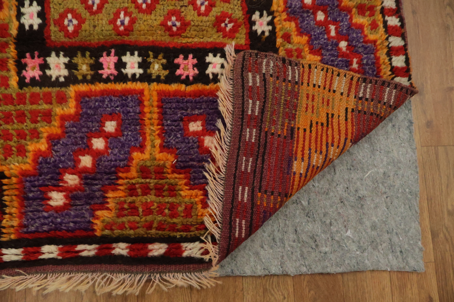 Red Wool Moroccan Oriental Runner Rug 3x11