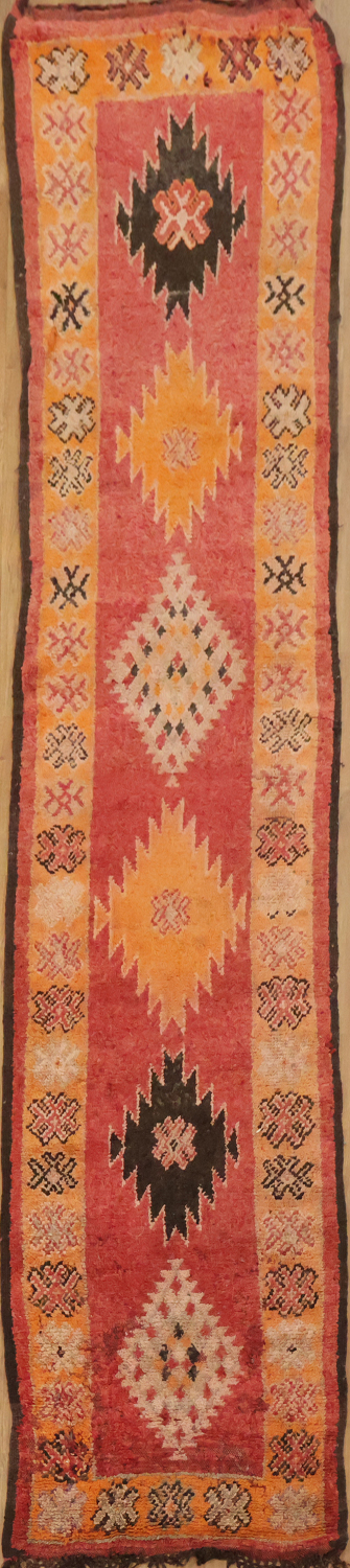 Vintage Moroccan Wool Runner Rug 3x13