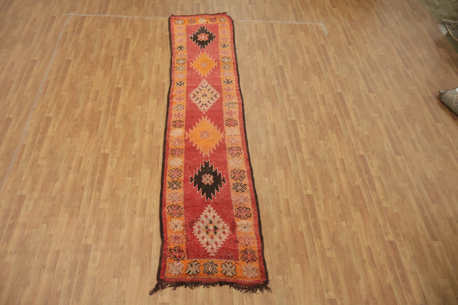 Vintage Moroccan Wool Runner Rug 3x13