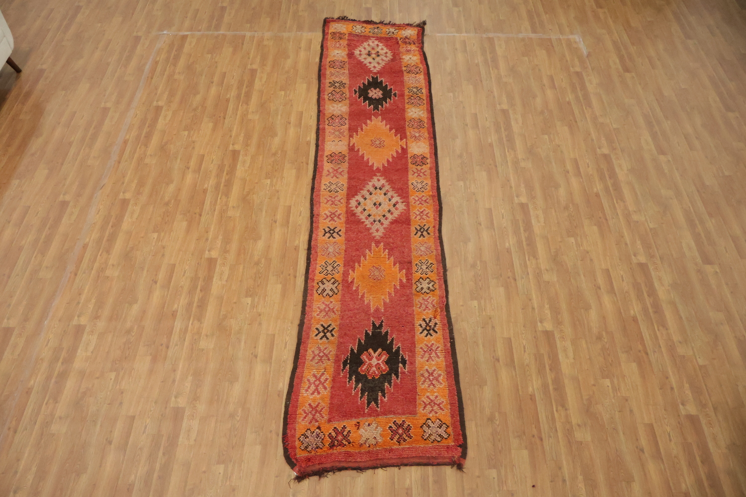Vintage Moroccan Wool Runner Rug 3x13