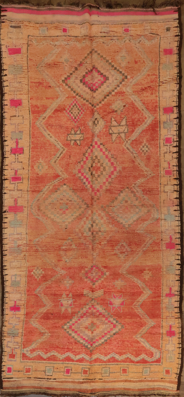 Antique Tribal Moroccan Oriental Area Rug 5x12