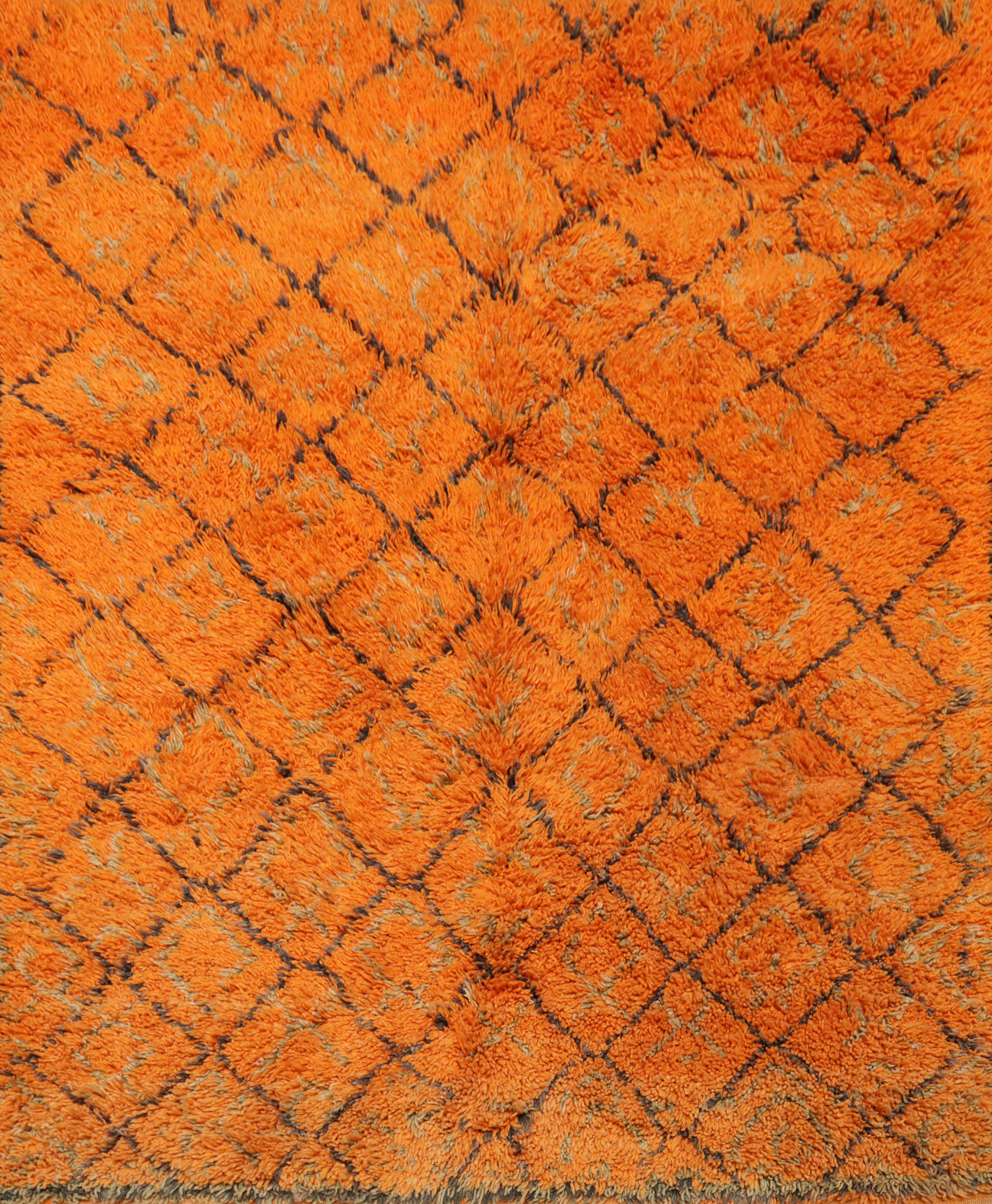 Vibrant Orange Geometric Pattern Moroccan Rug for Modern Spaces 6x7 ft