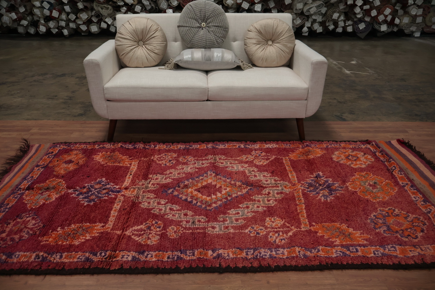 Moroccan Runner Rug 4x9 with Warm Tones and Detailed Embroidery