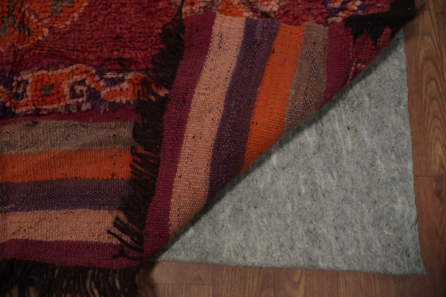 Moroccan Runner Rug 4x9 with Warm Tones and Detailed Embroidery