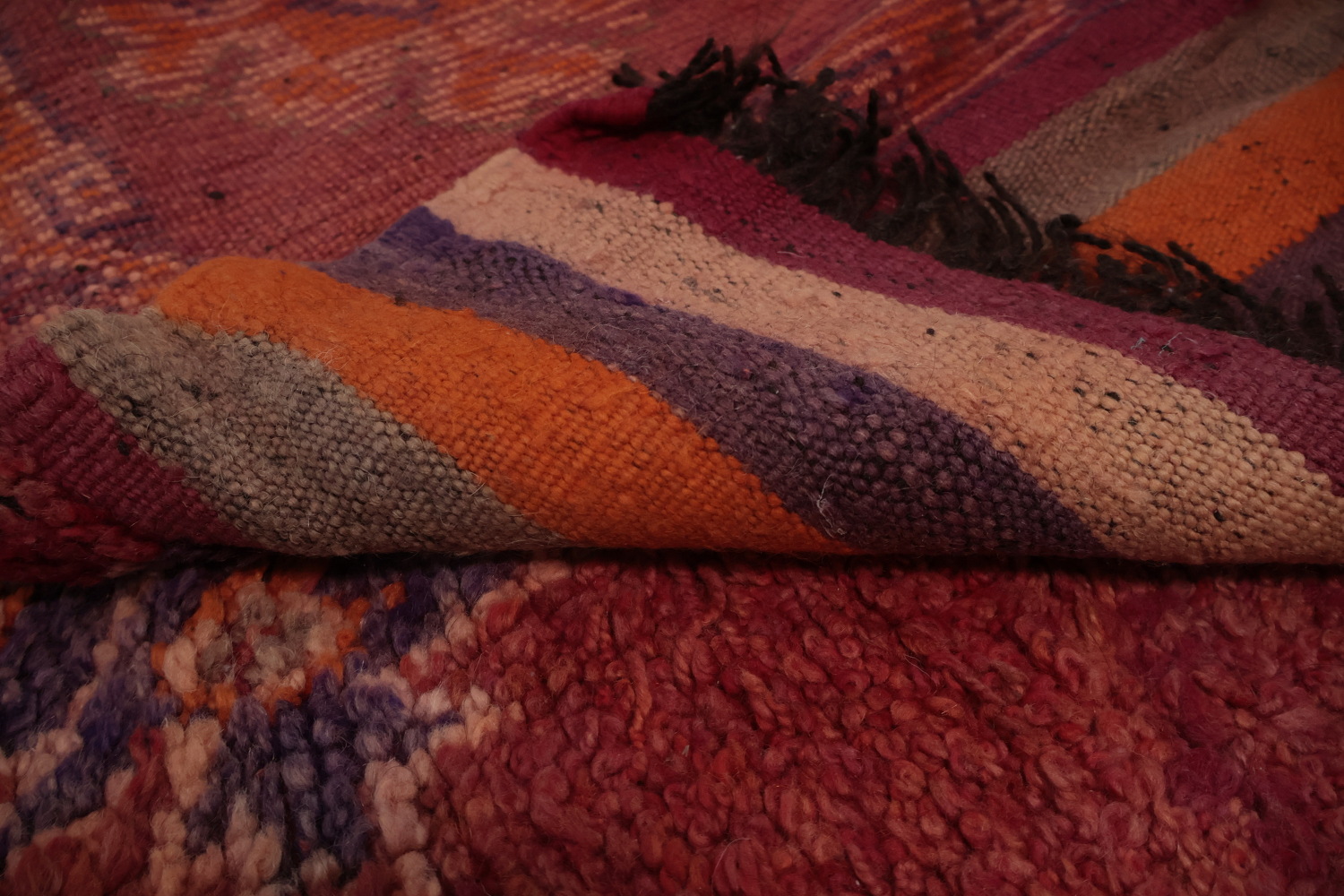 Moroccan Runner Rug 4x9 with Warm Tones and Detailed Embroidery