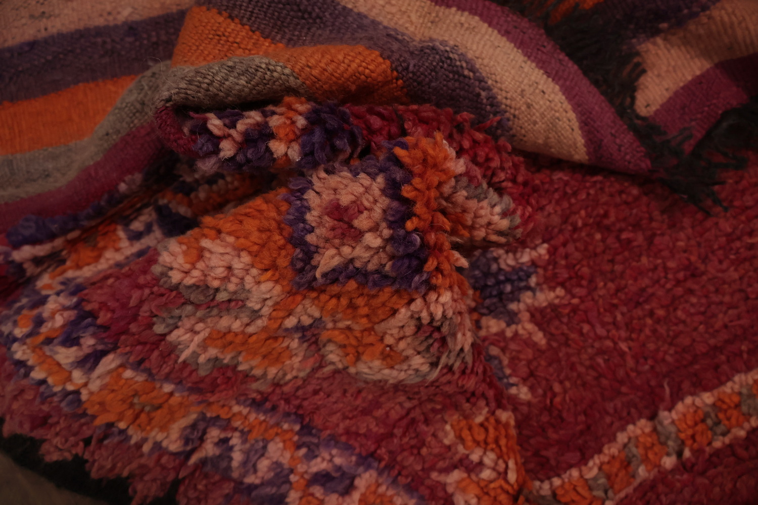 Moroccan Runner Rug 4x9 with Warm Tones and Detailed Embroidery