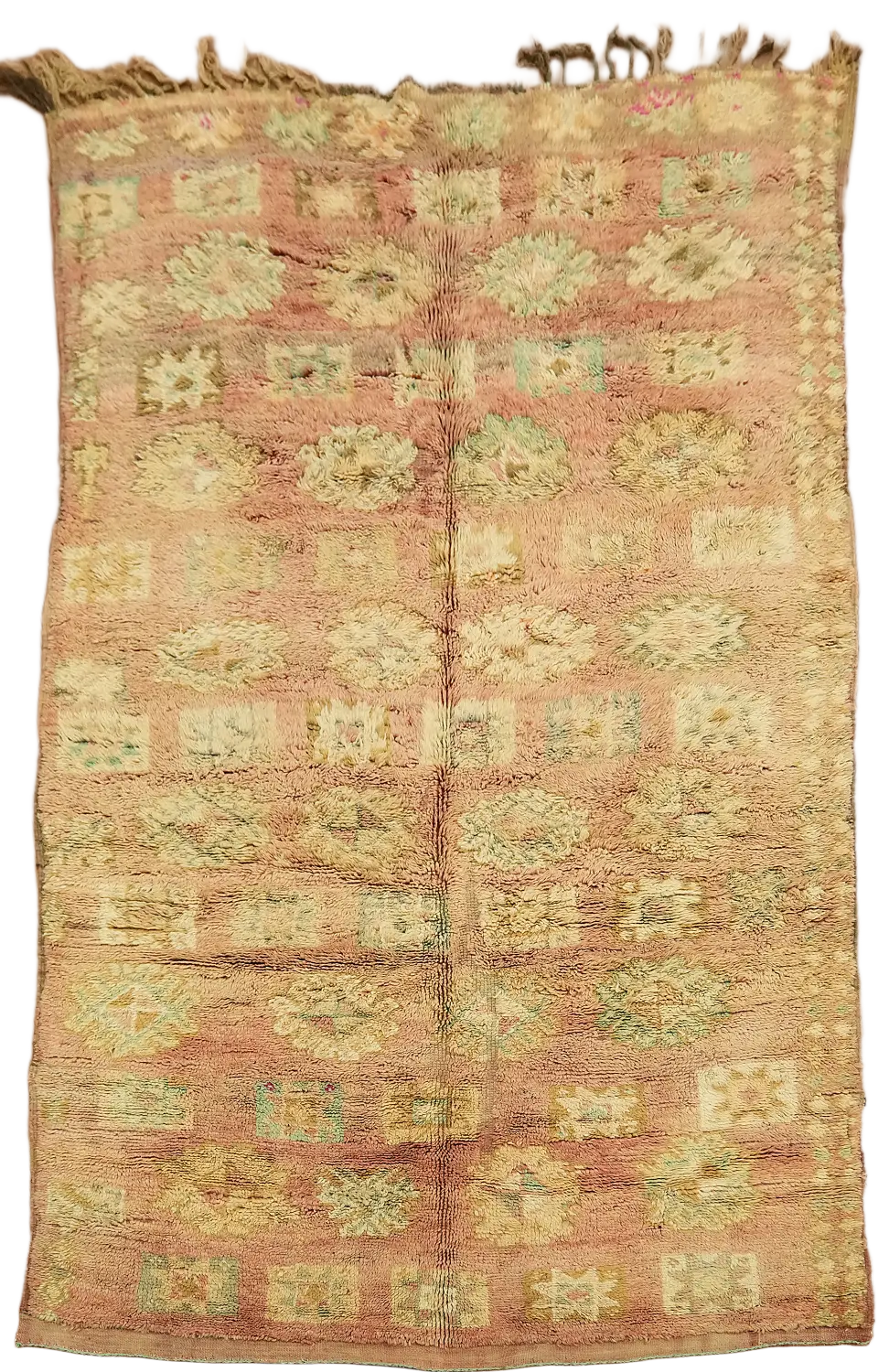 Antique Distressed Pink-Patterned Moroccan Tribal Nomad Rug 6'x9'