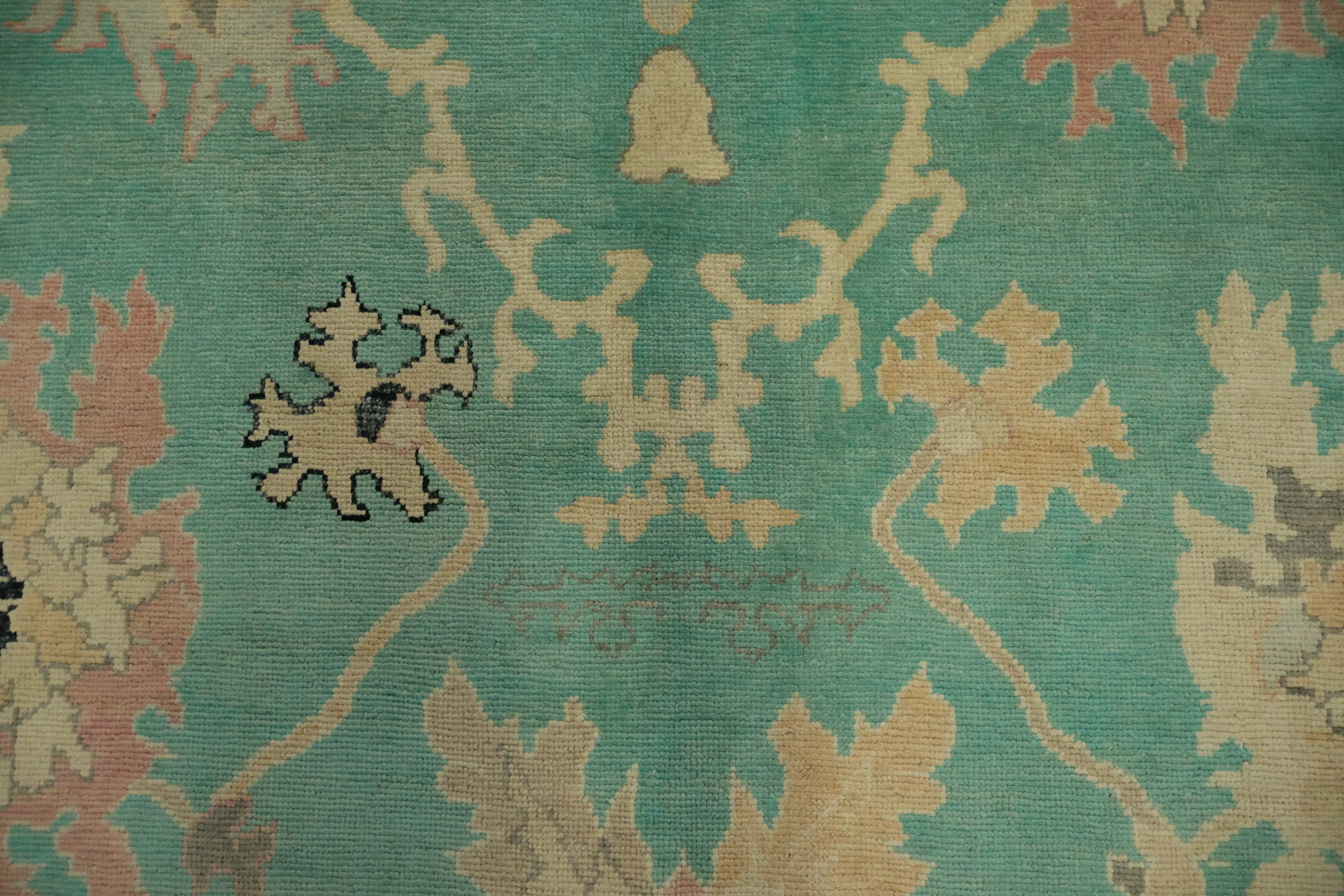 Charming Pastel-Toned Turquoise Floral Oushak Area Rug 9x11