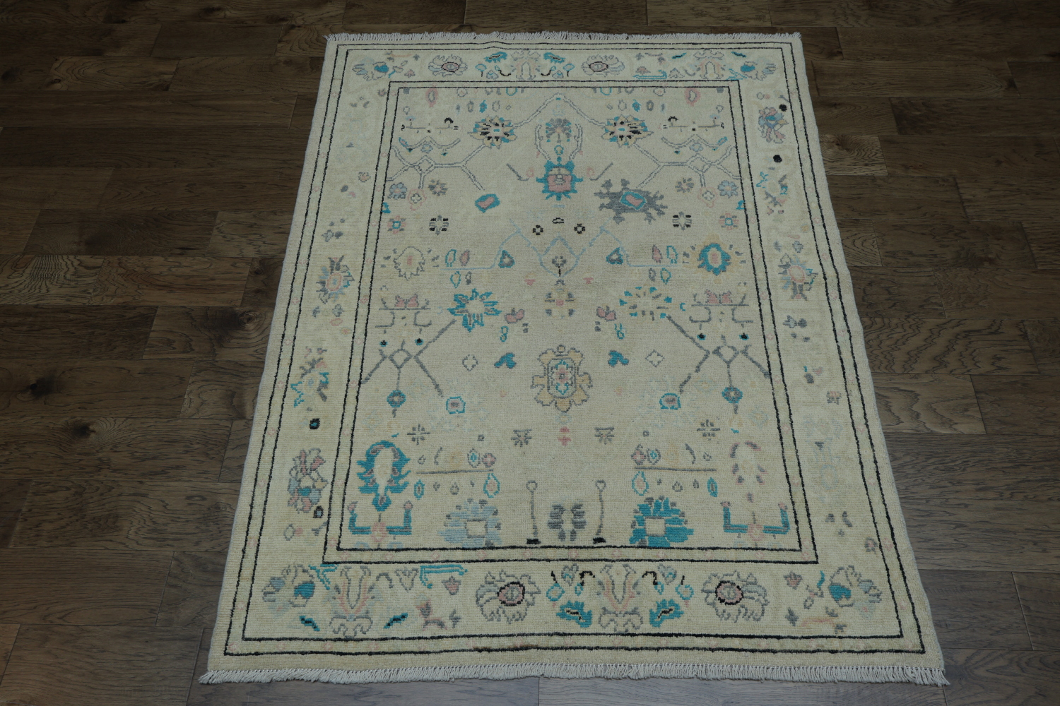 Geometric Vegetables Dye Oushak Oriental Area Rug 5x6