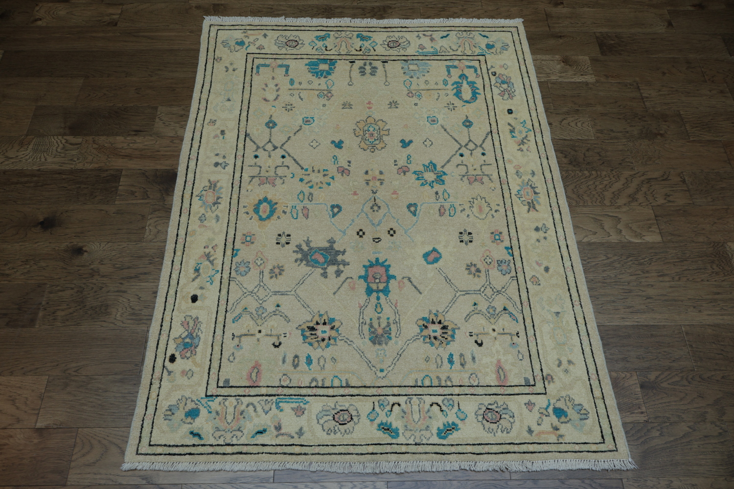Geometric Vegetables Dye Oushak Oriental Area Rug 5x6