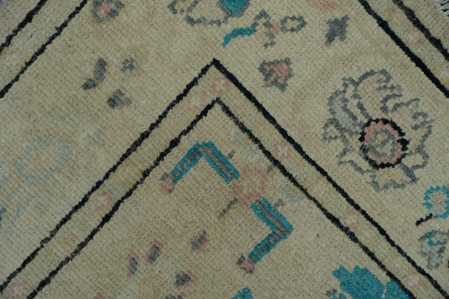 Geometric Vegetables Dye Oushak Oriental Area Rug 5x6
