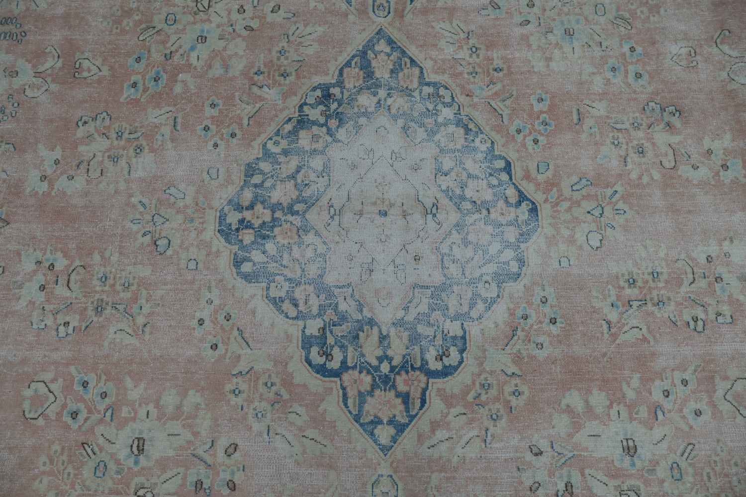 Muted Coral Pink Distressed Kerman Persian Area Rug 10x13