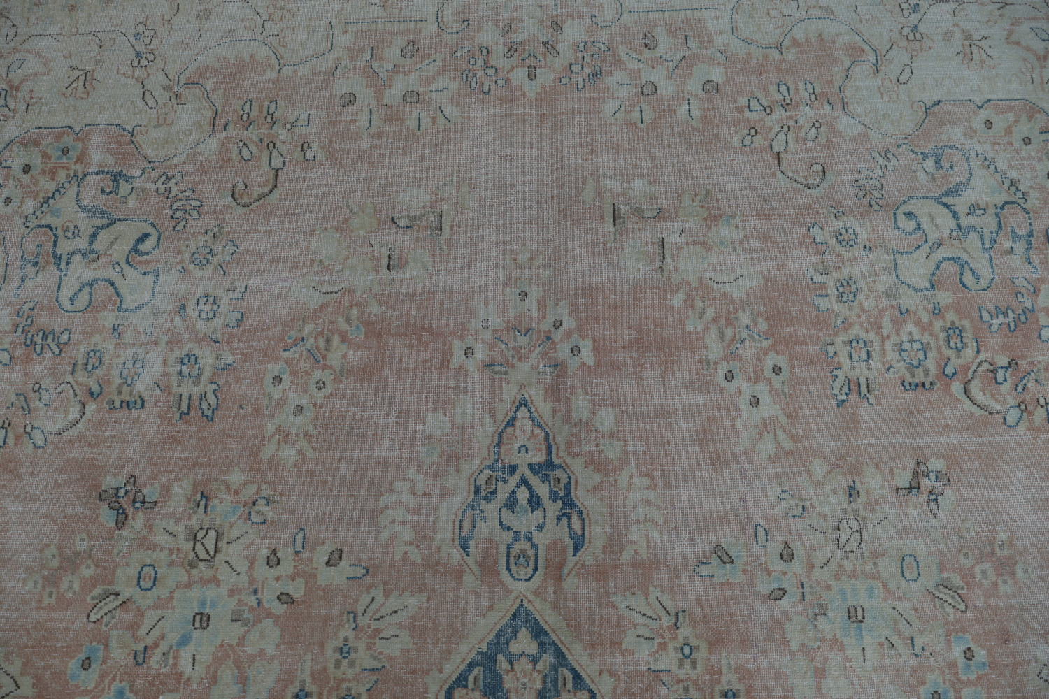 Muted Coral Pink Distressed Kerman Persian Area Rug 10x13