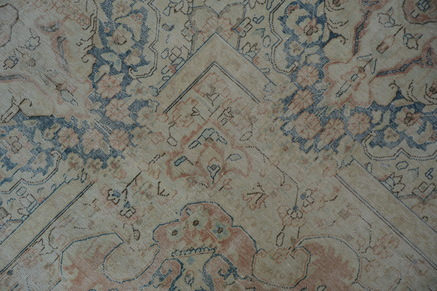 Muted Coral Pink Distressed Kerman Persian Area Rug 10x13