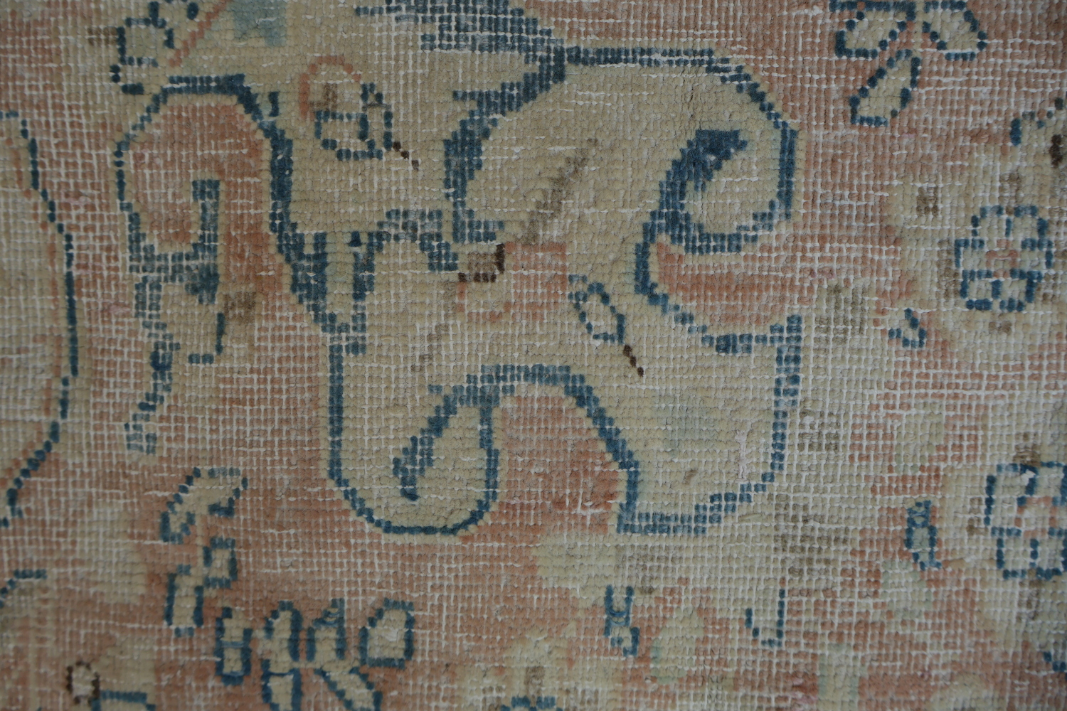 Muted Coral Pink Distressed Kerman Persian Area Rug 10x13