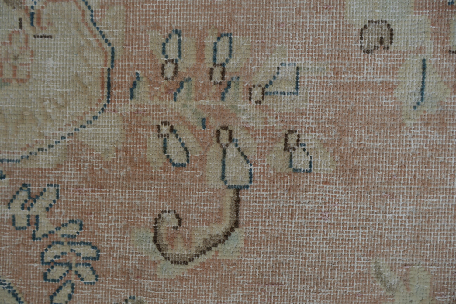 Muted Coral Pink Distressed Kerman Persian Area Rug 10x13