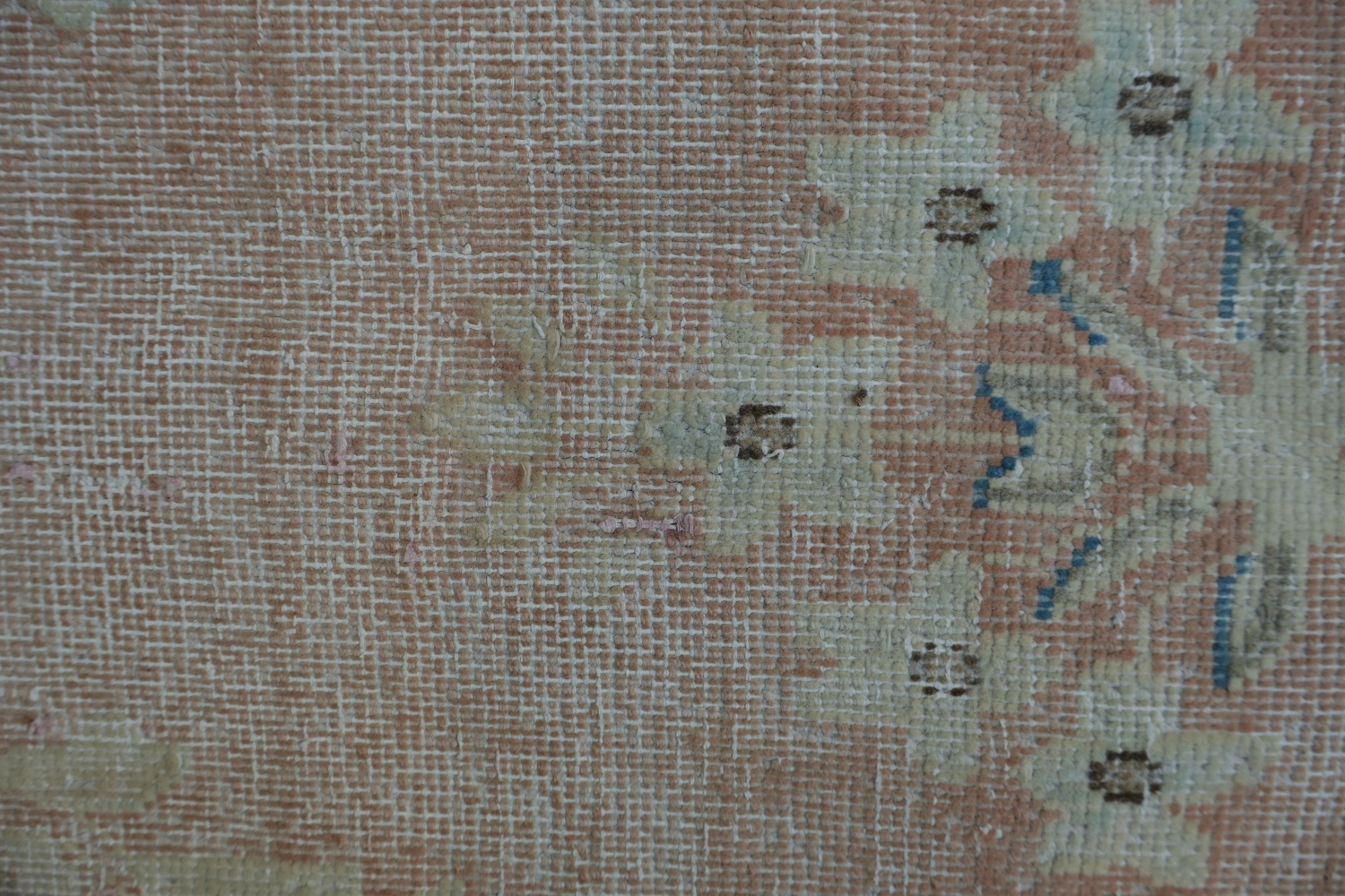 Muted Coral Pink Distressed Kerman Persian Area Rug 10x13