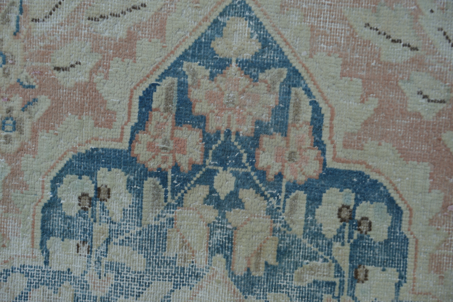 Muted Coral Pink Distressed Kerman Persian Area Rug 10x13