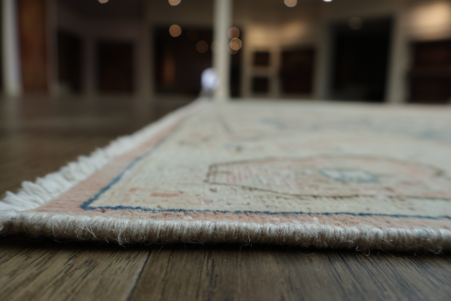 Muted Coral Pink Distressed Kerman Persian Area Rug 10x13