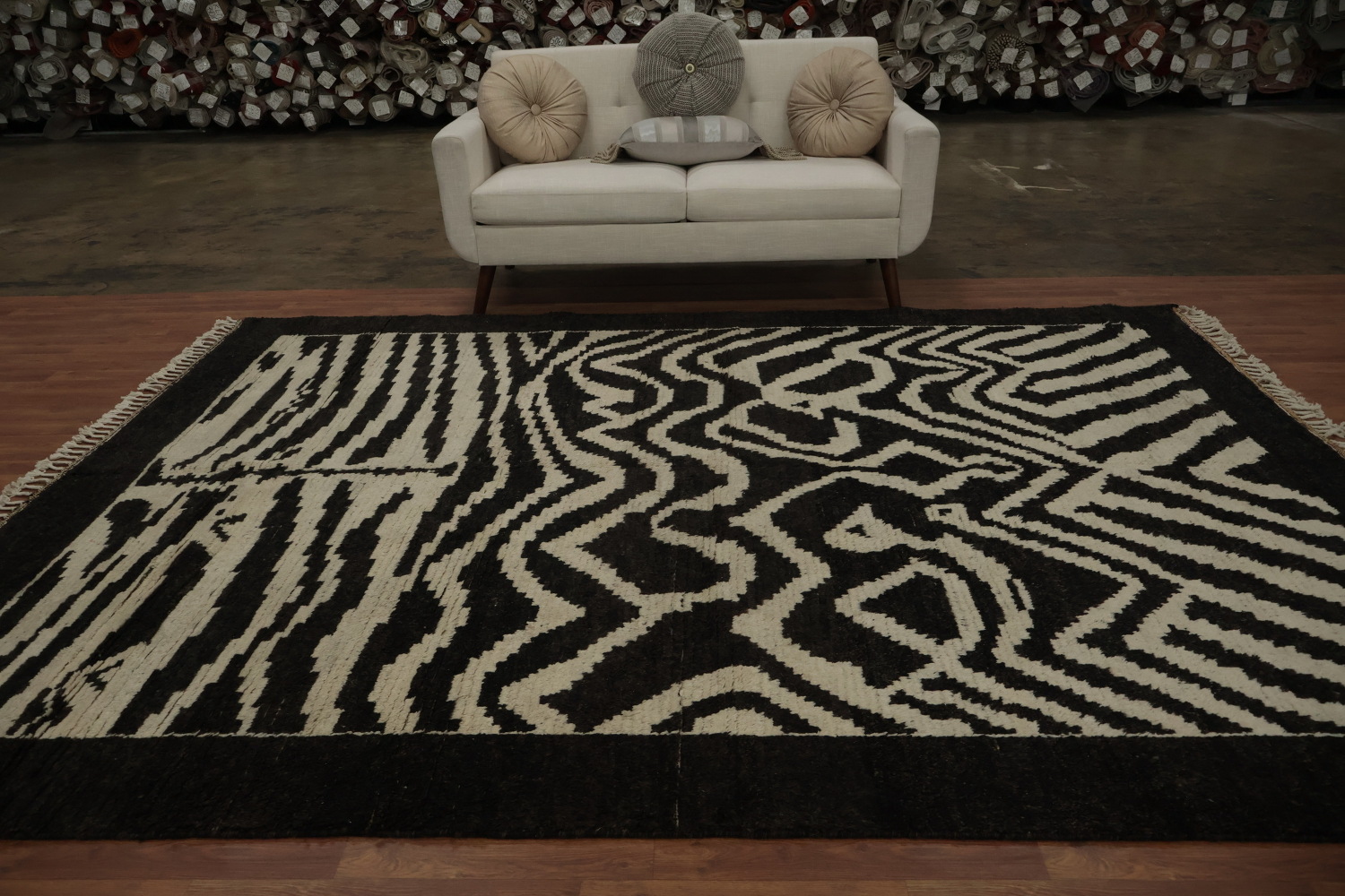 Black and White Moroccan Modern Area Rug 8x10