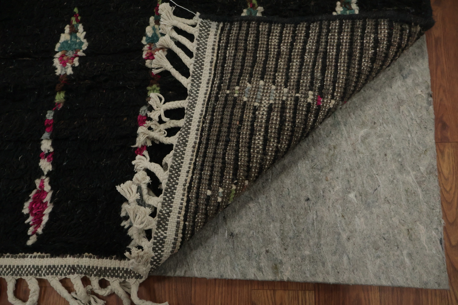 Elegant Black Moroccan Area Rug 9x12 with Geometric Patterns