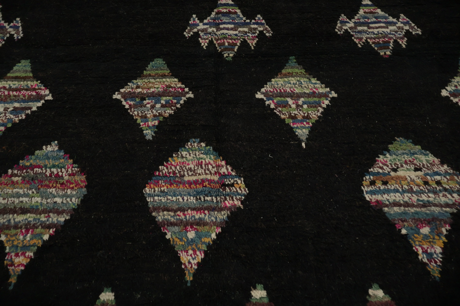 Elegant Black Moroccan Area Rug 9x12 with Geometric Patterns