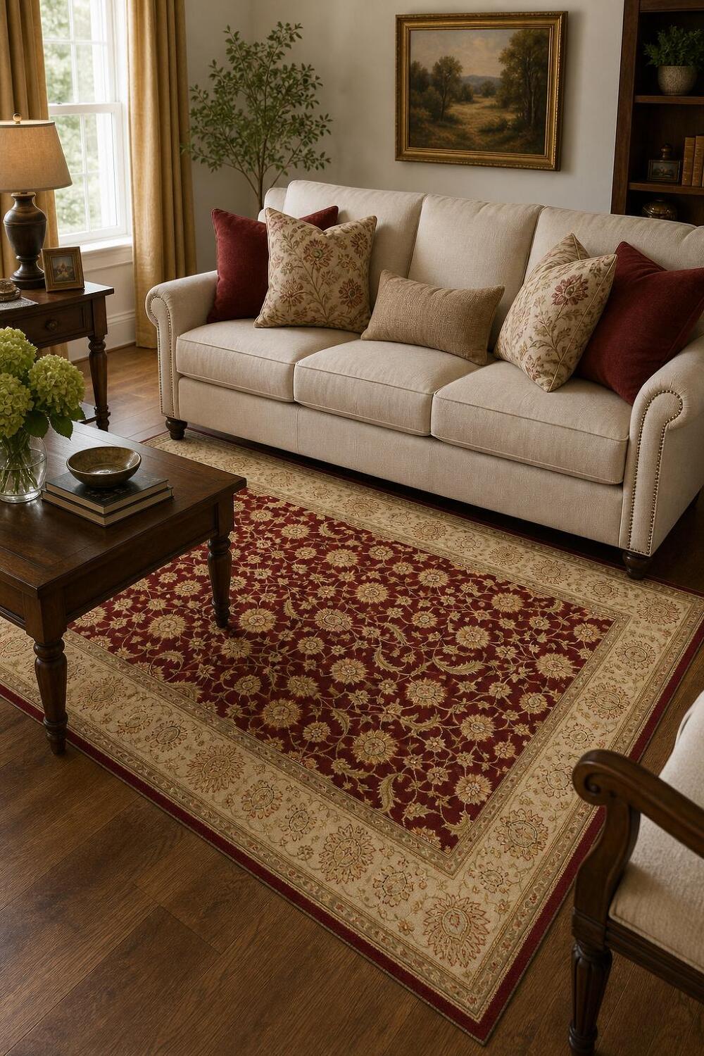 Wool/ Silk Floral Kashan Chinese Area Rug 6x9