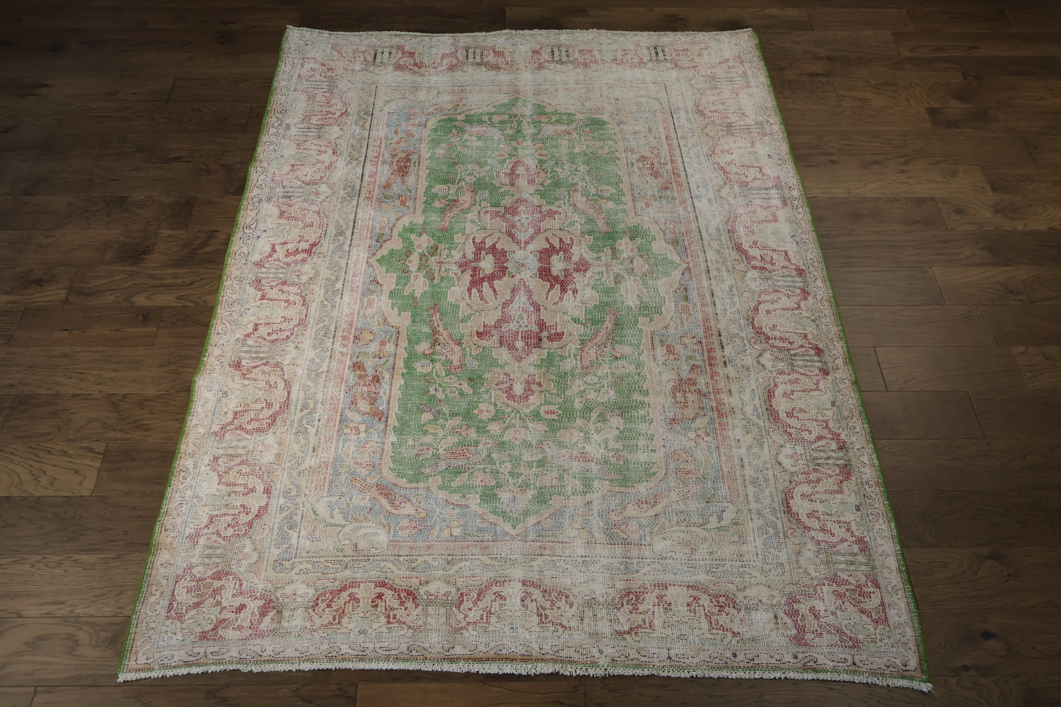 Muted Distressed Kerman Persian Area Rug 6x8