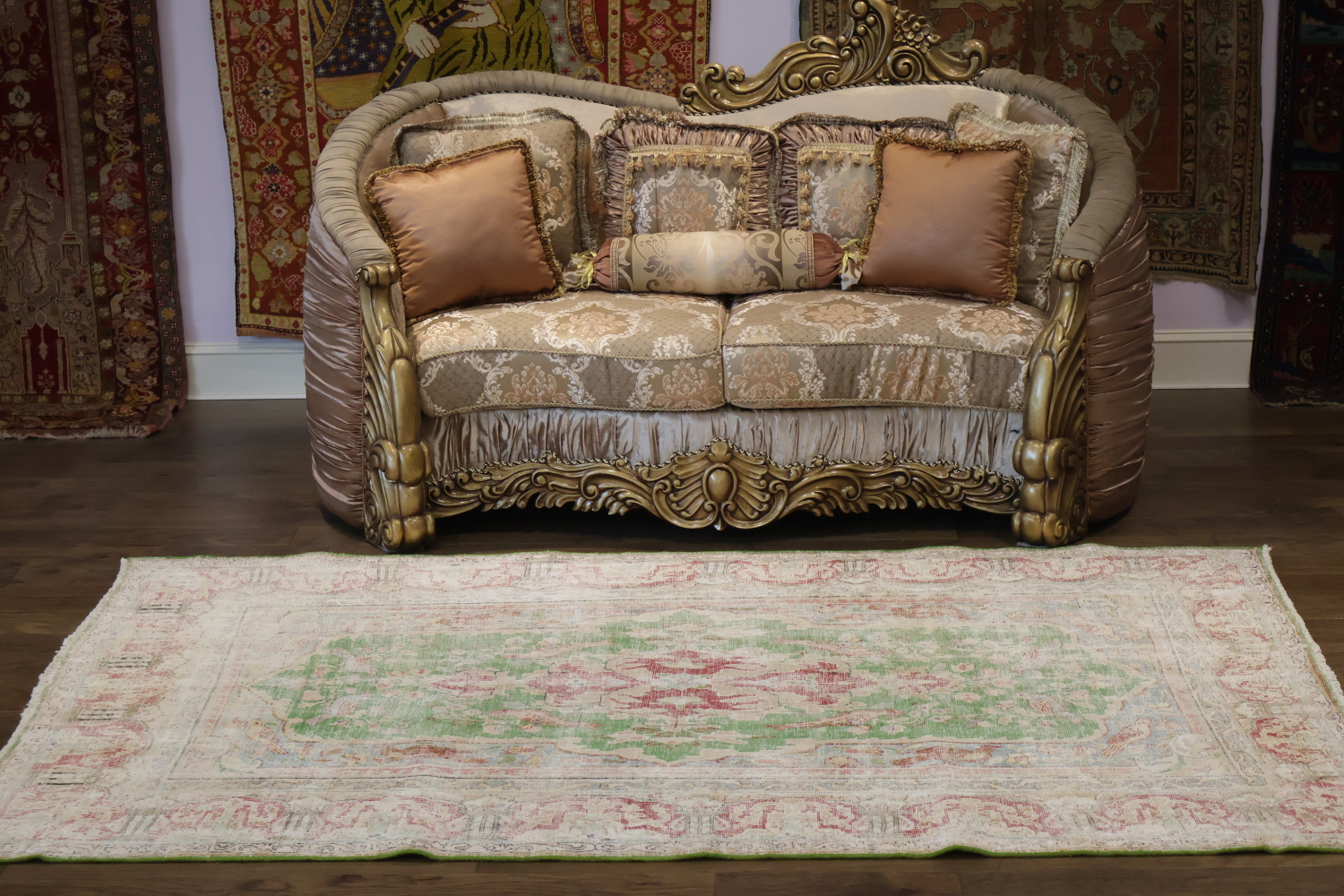 Muted Distressed Kerman Persian Area Rug 6x8
