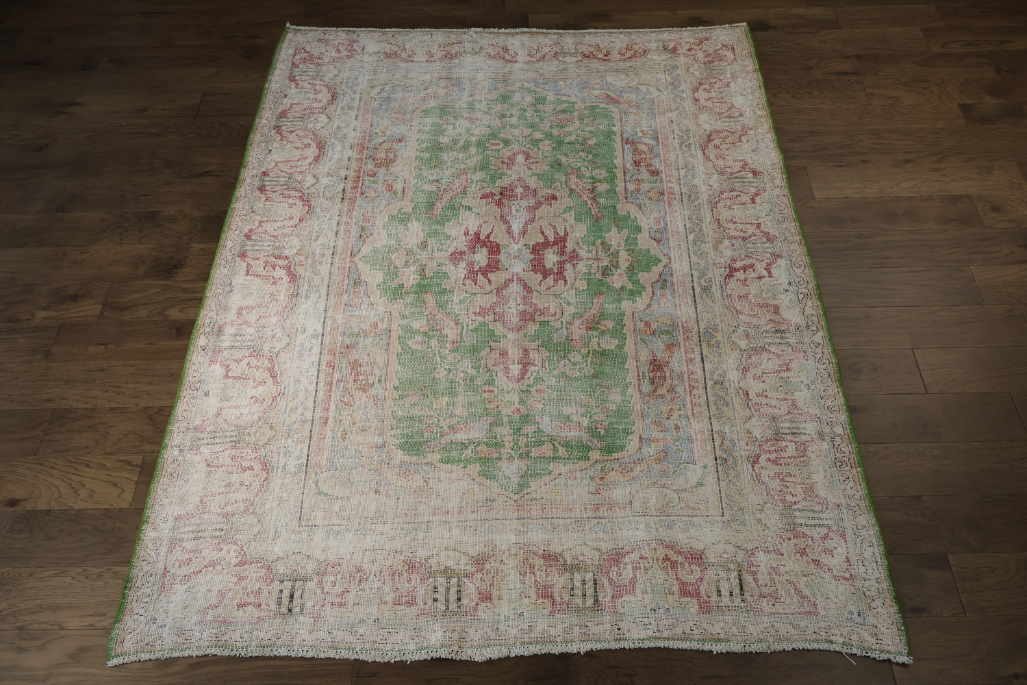 Muted Distressed Kerman Persian Area Rug 6x8