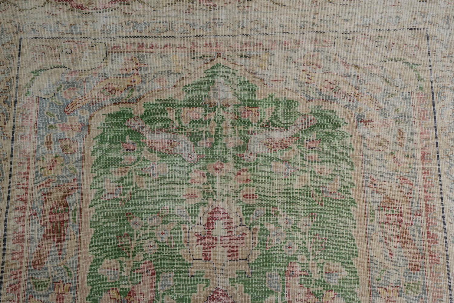 Muted Distressed Kerman Persian Area Rug 6x8