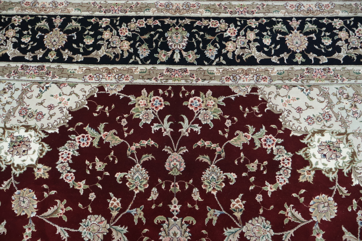 Elegant Traditional Wool & Silk Rug in Rich Red and Black Tones 8x11