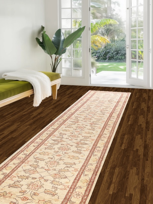 100% Vegetable Dye Floral Peshawar Oriental Runner Rug 3x13