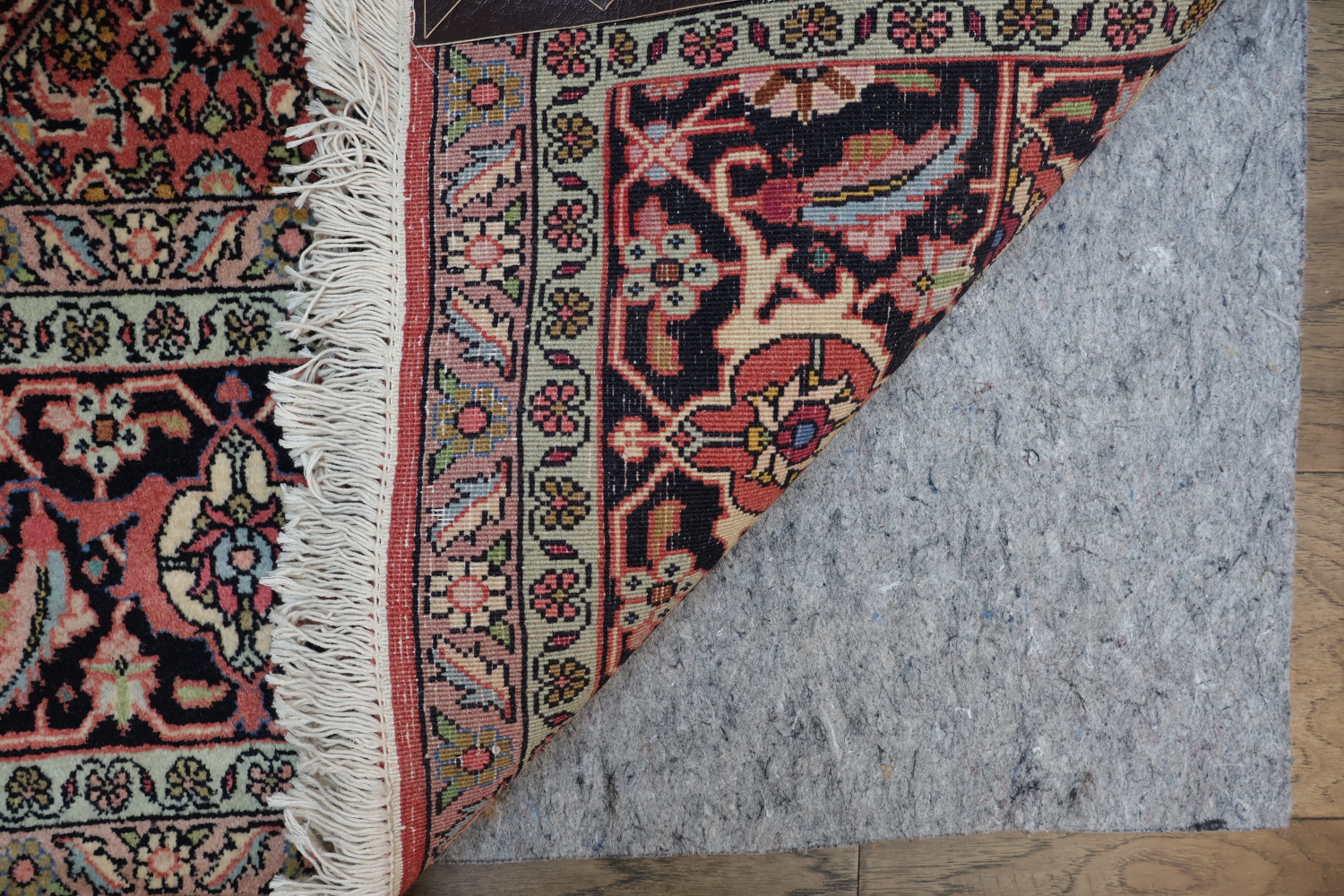 Geometric Vegetable Dye Pink Bidjar Persian Area Rug Featuring Detailed Floral Borders 7x10