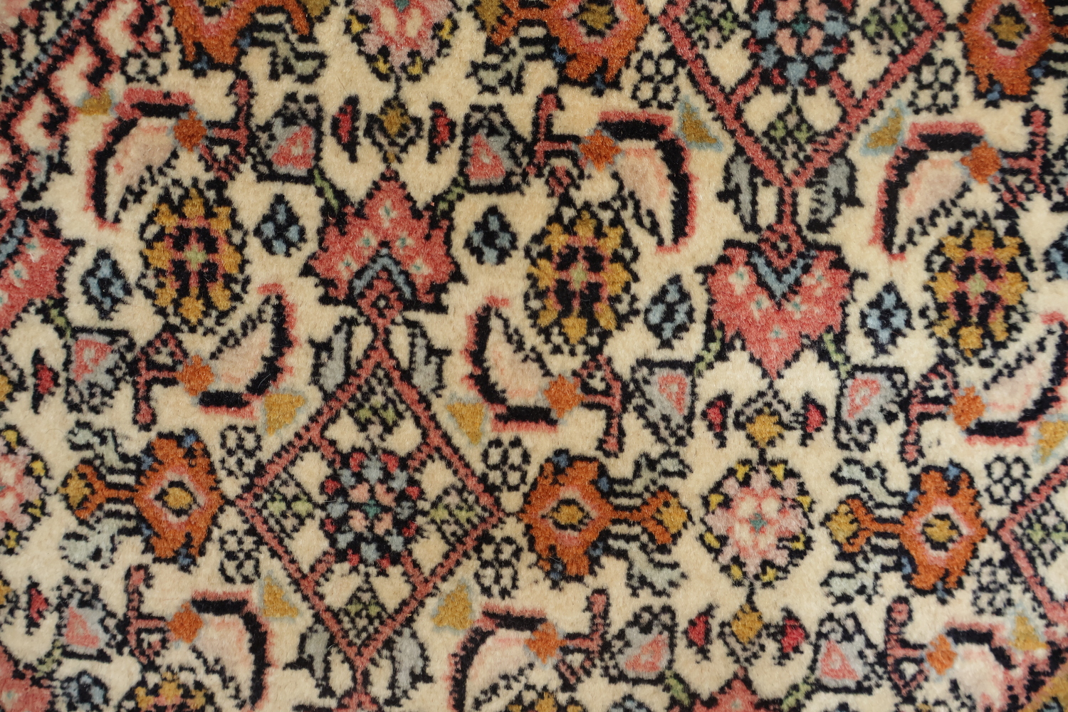 Geometric Vegetable Dye Pink Bidjar Persian Area Rug Featuring Detailed Floral Borders 7x10