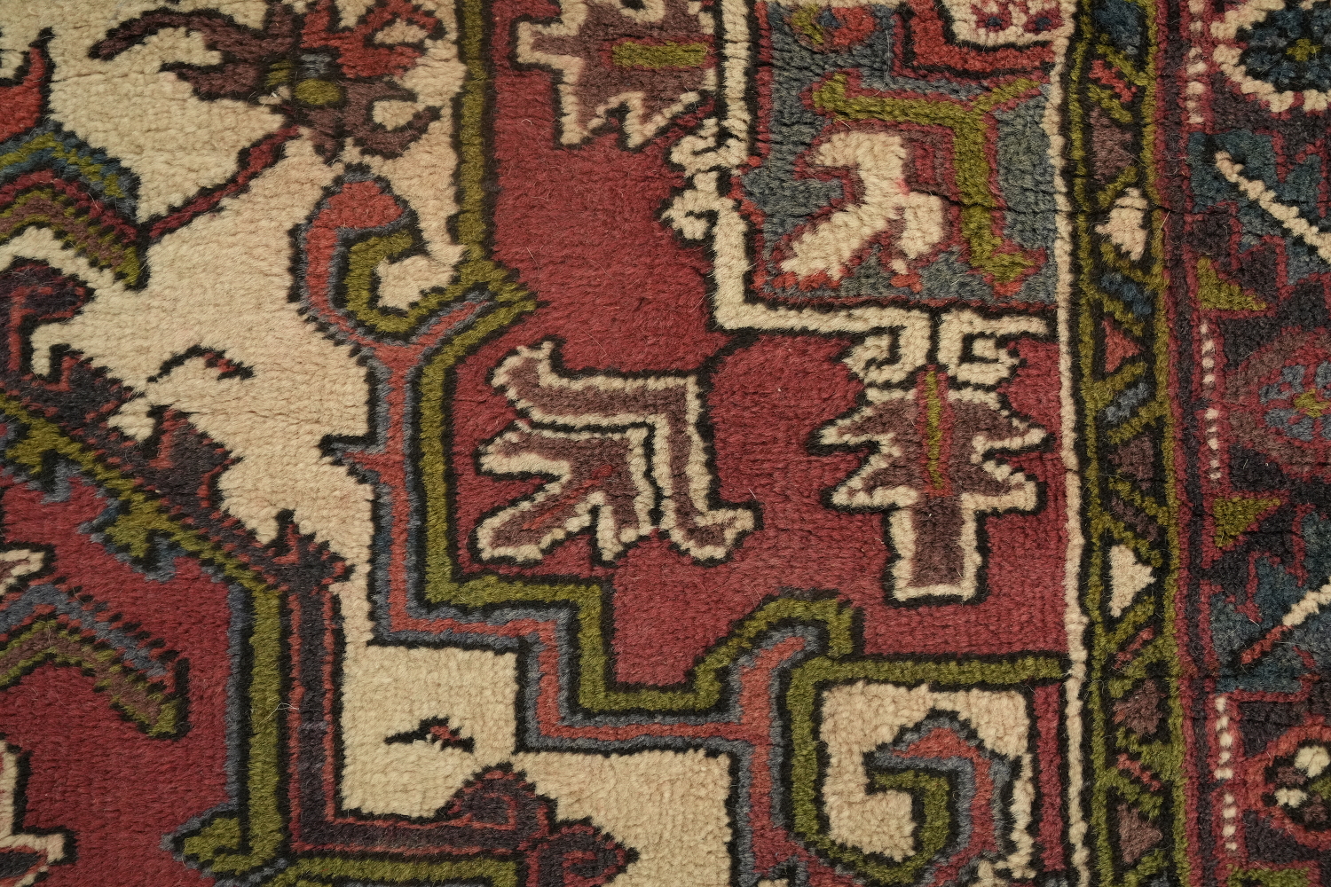 Geometric Heriz Persian Area Rug 4x7