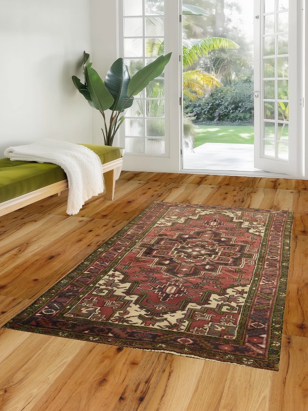 Geometric Heriz Persian Area Rug 4x7