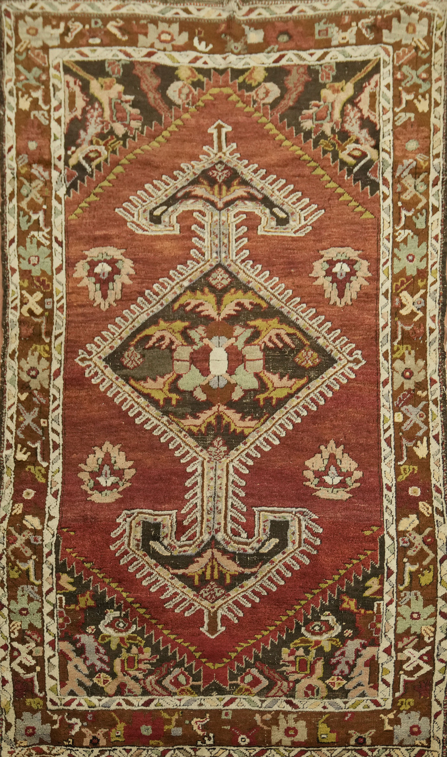 Vegetable Dye Geometric Anatolian Oriental Area Rug 4x7