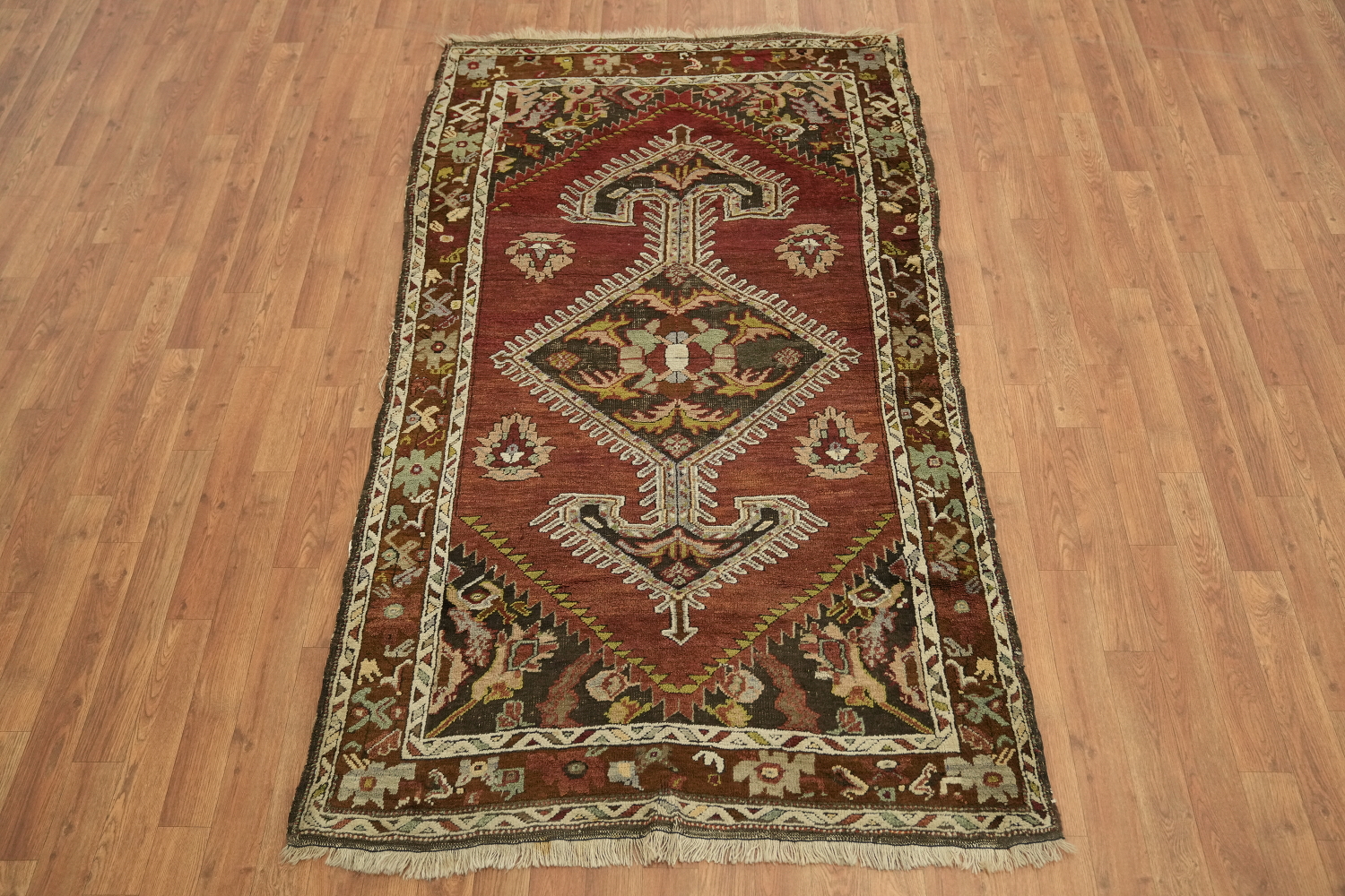 Vegetable Dye Geometric Anatolian Oriental Area Rug 4x7