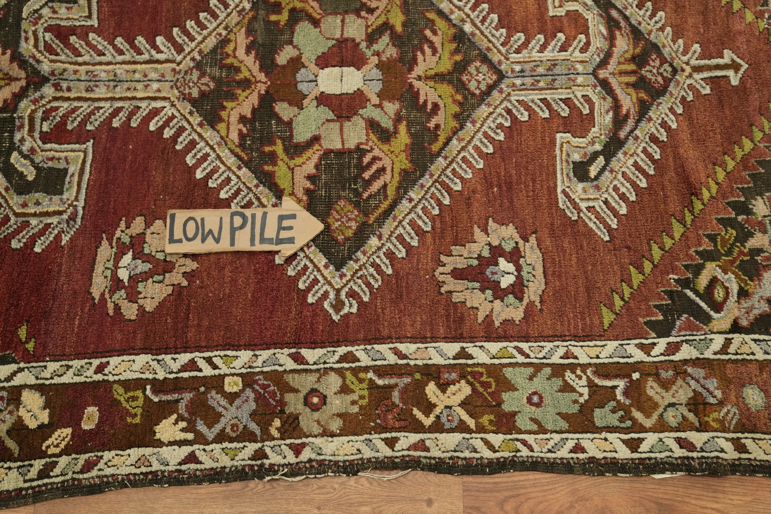 Vegetable Dye Geometric Anatolian Oriental Area Rug 4x7