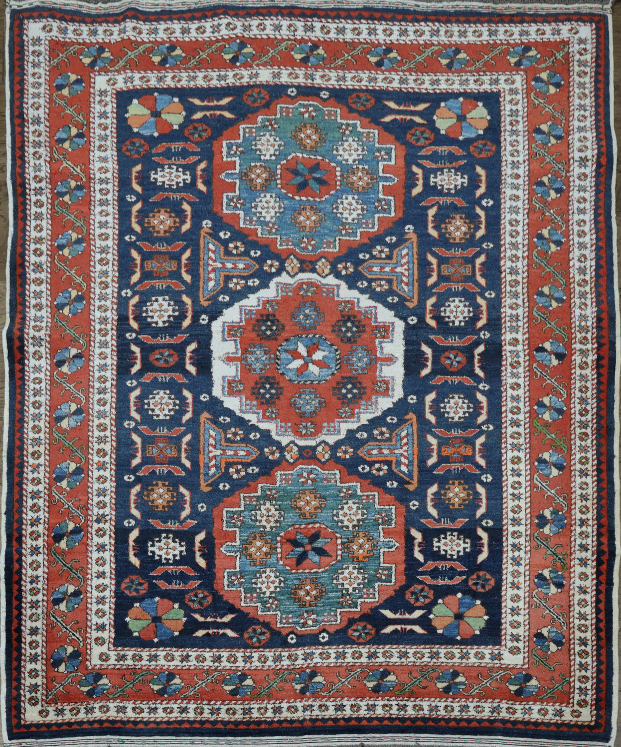 Vegetable Dye Geometric Kazak Oriental Area Rug 5x6