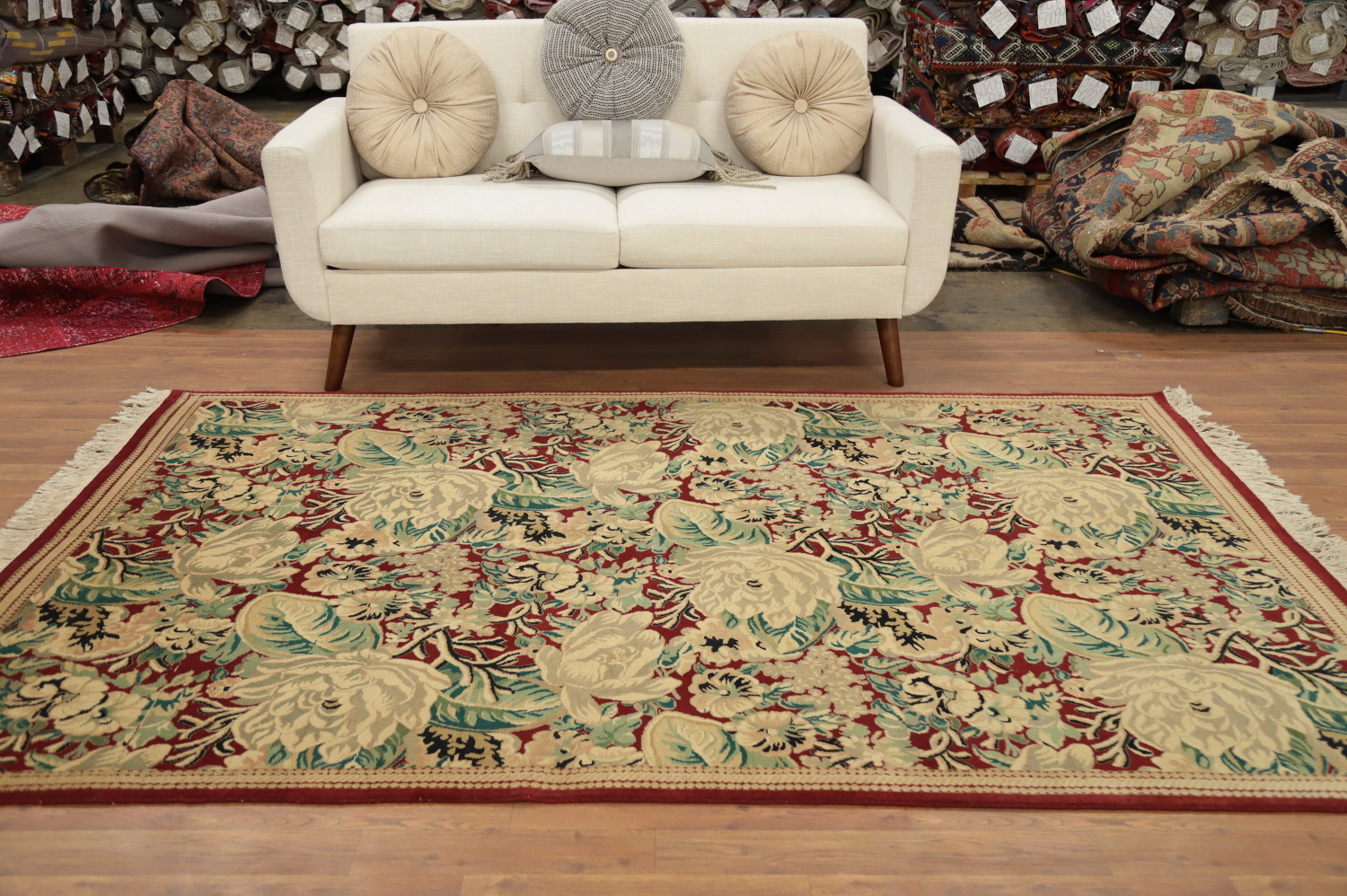 Vegetable Dye All-Over Floral Art Deco Oriental Area Rug 5x8