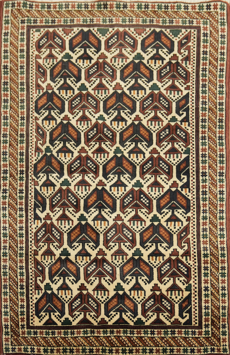100% Vegetable Dye Geometric Sirjan Persian Area Rug 3x5
