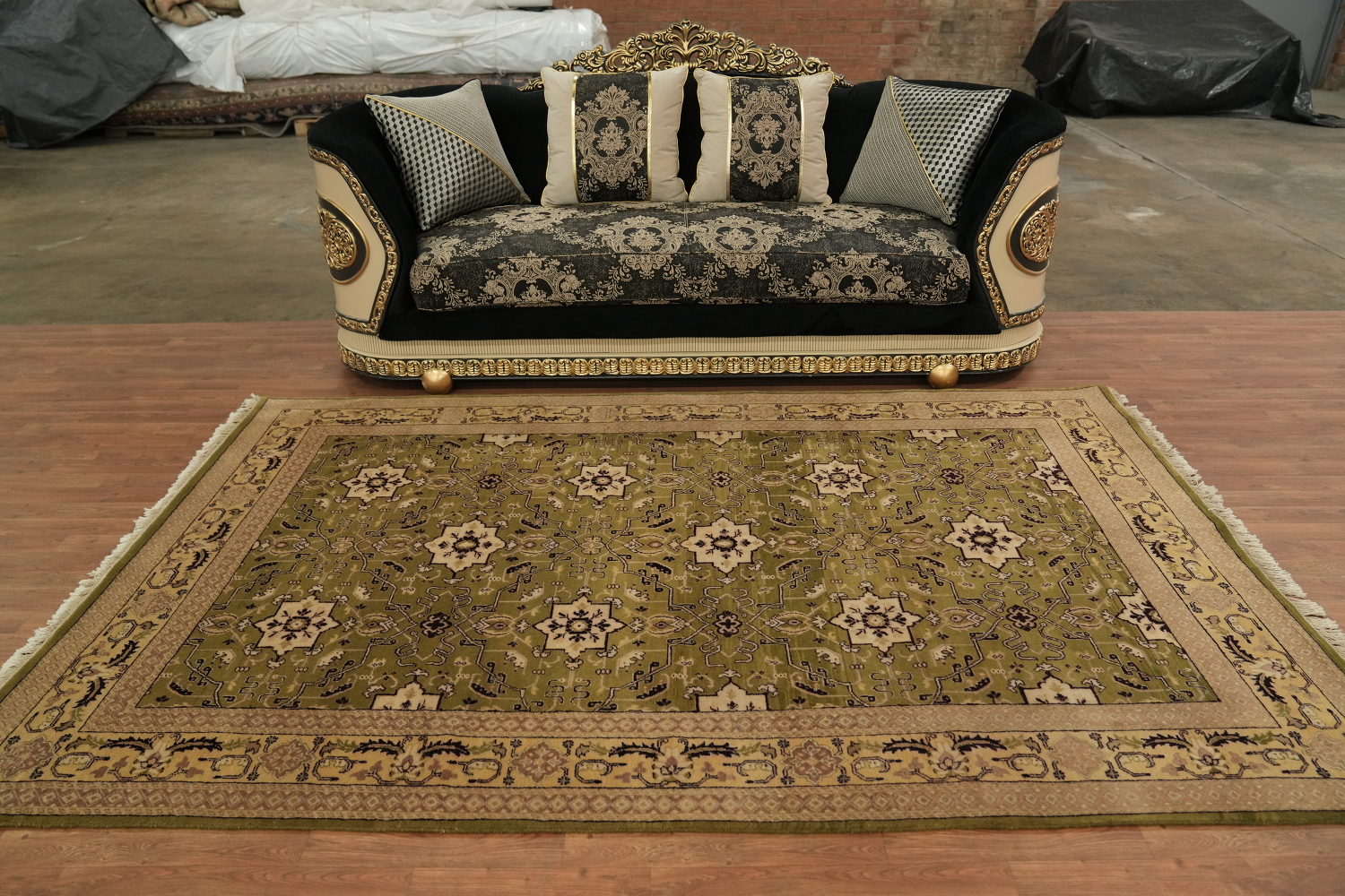 Geometric Savonnerie Persian Area Rug 6x9