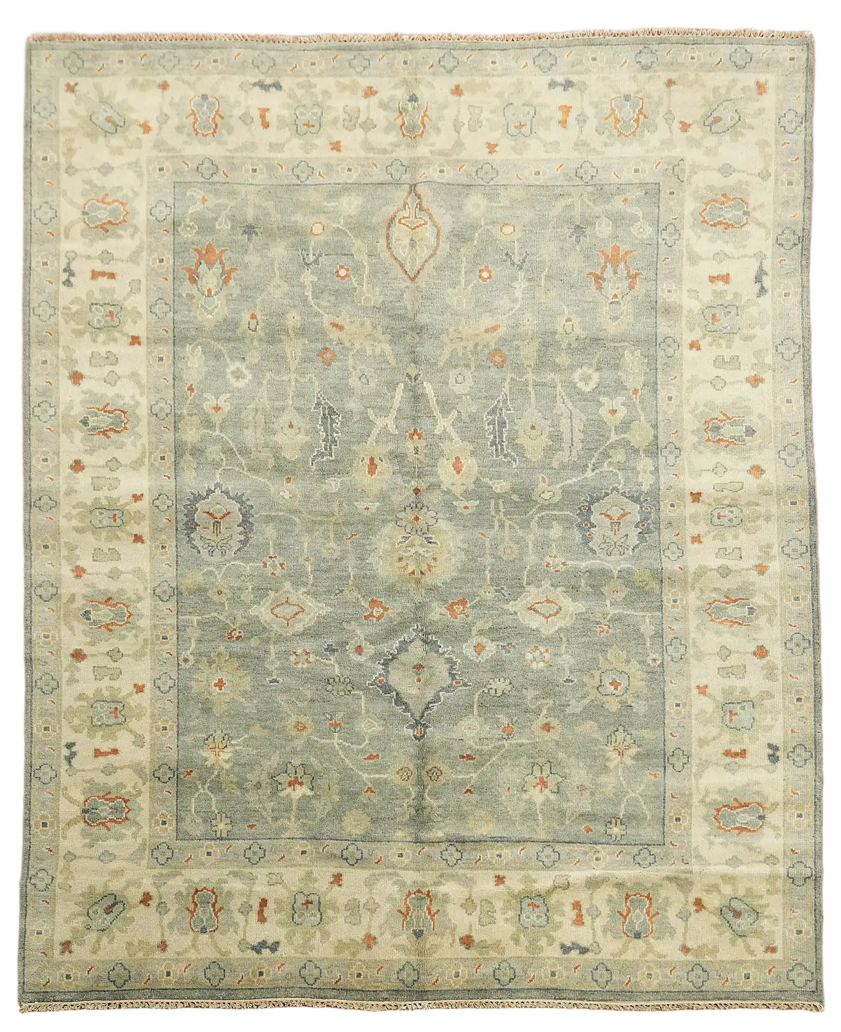 Traditional Light Blue Oushak Rug in Soft Pastel Tones 8'x10'