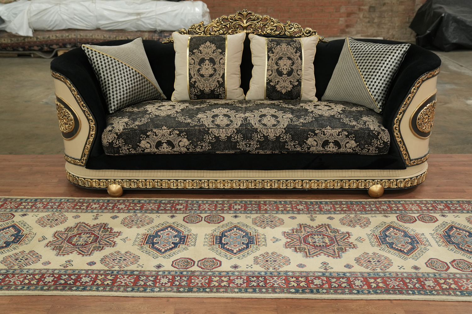 Geometric Kazak Oriental Runner Rug 3x17