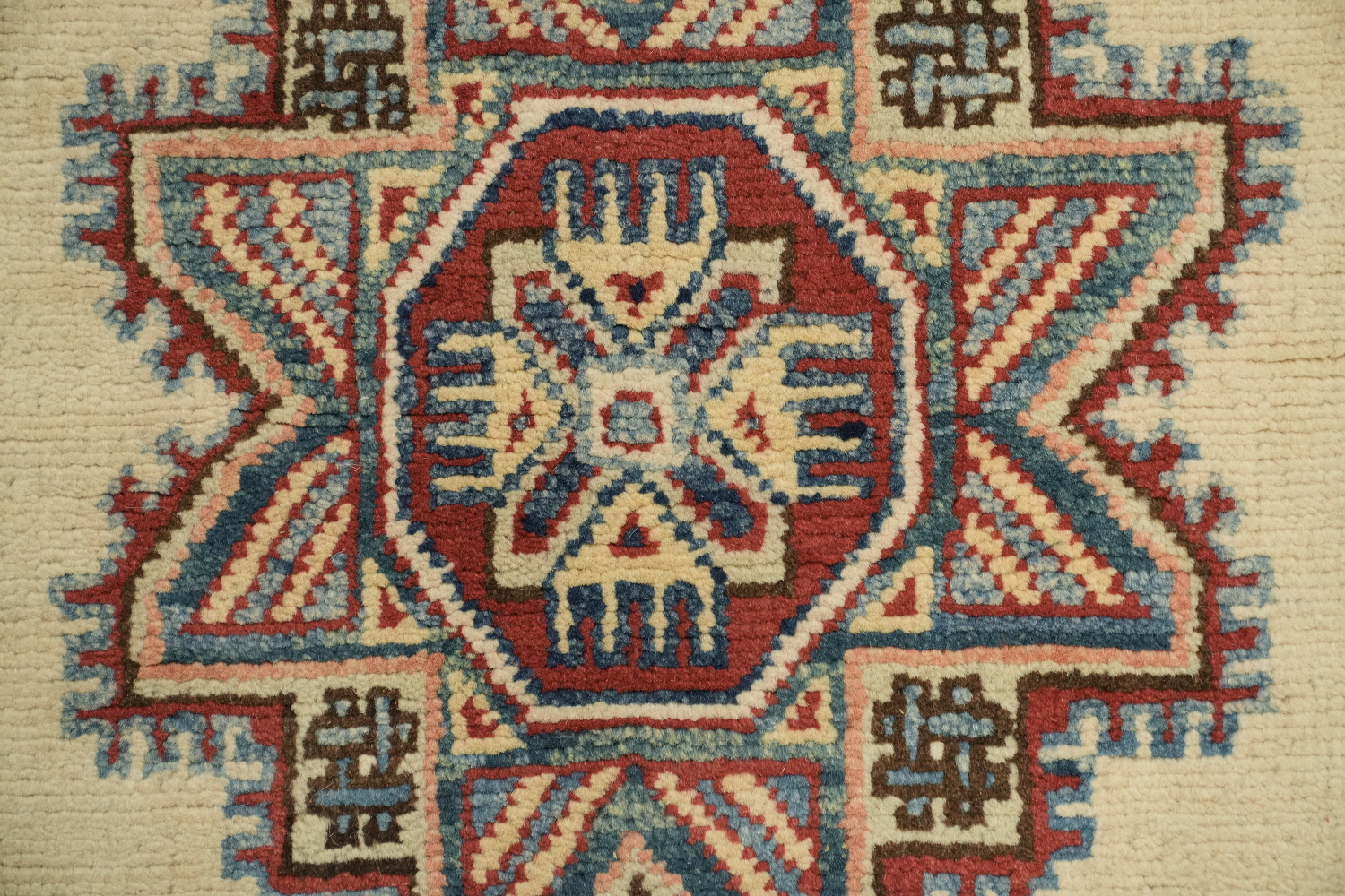 Geometric Kazak Oriental Runner Rug 3x17