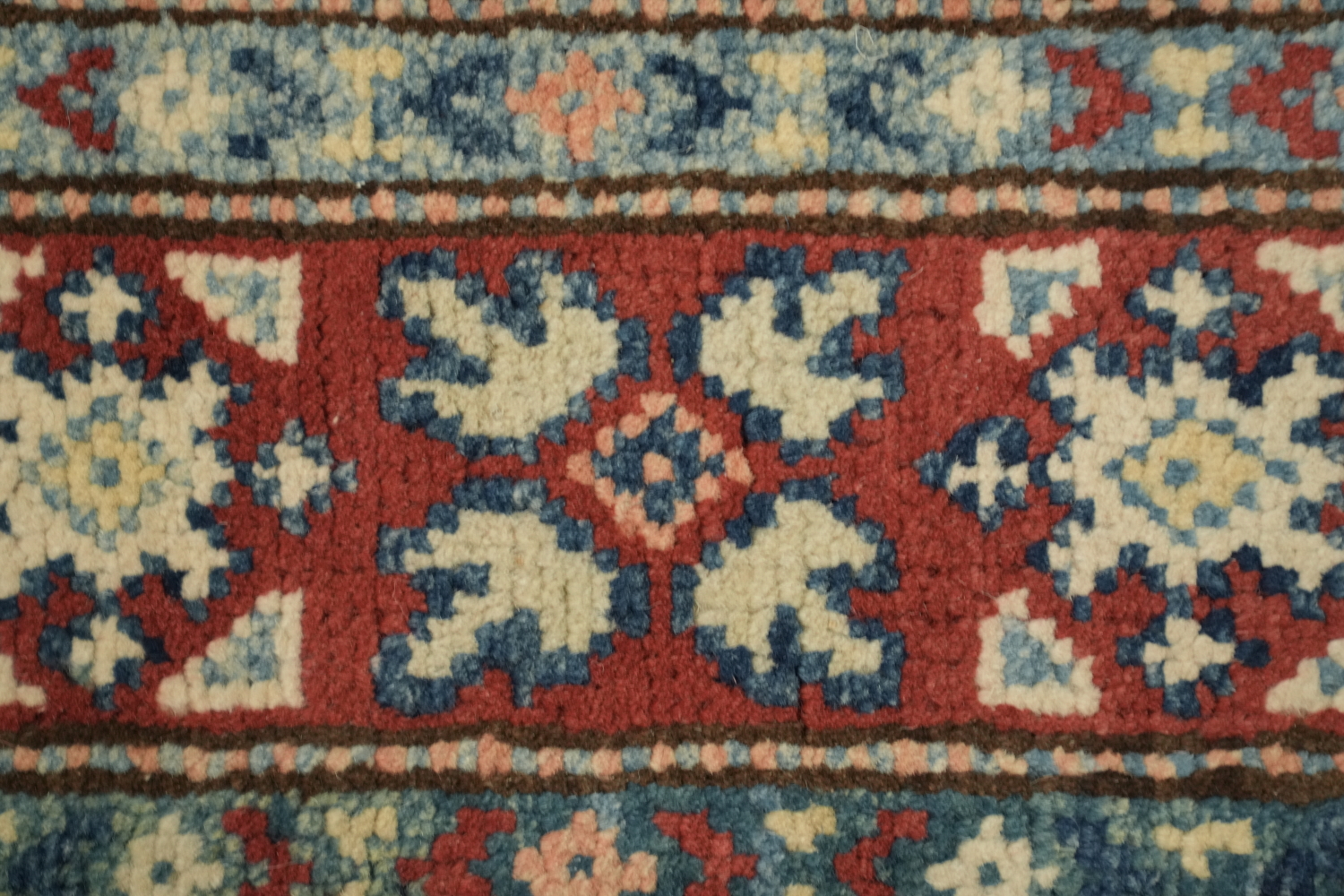 Geometric Kazak Oriental Runner Rug 3x17