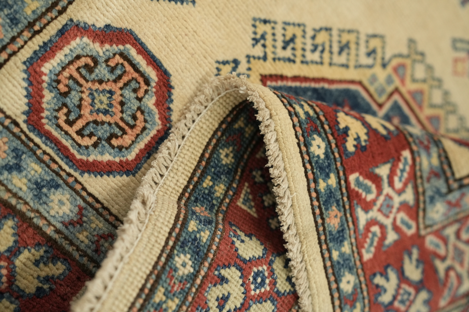 Geometric Kazak Oriental Runner Rug 3x17